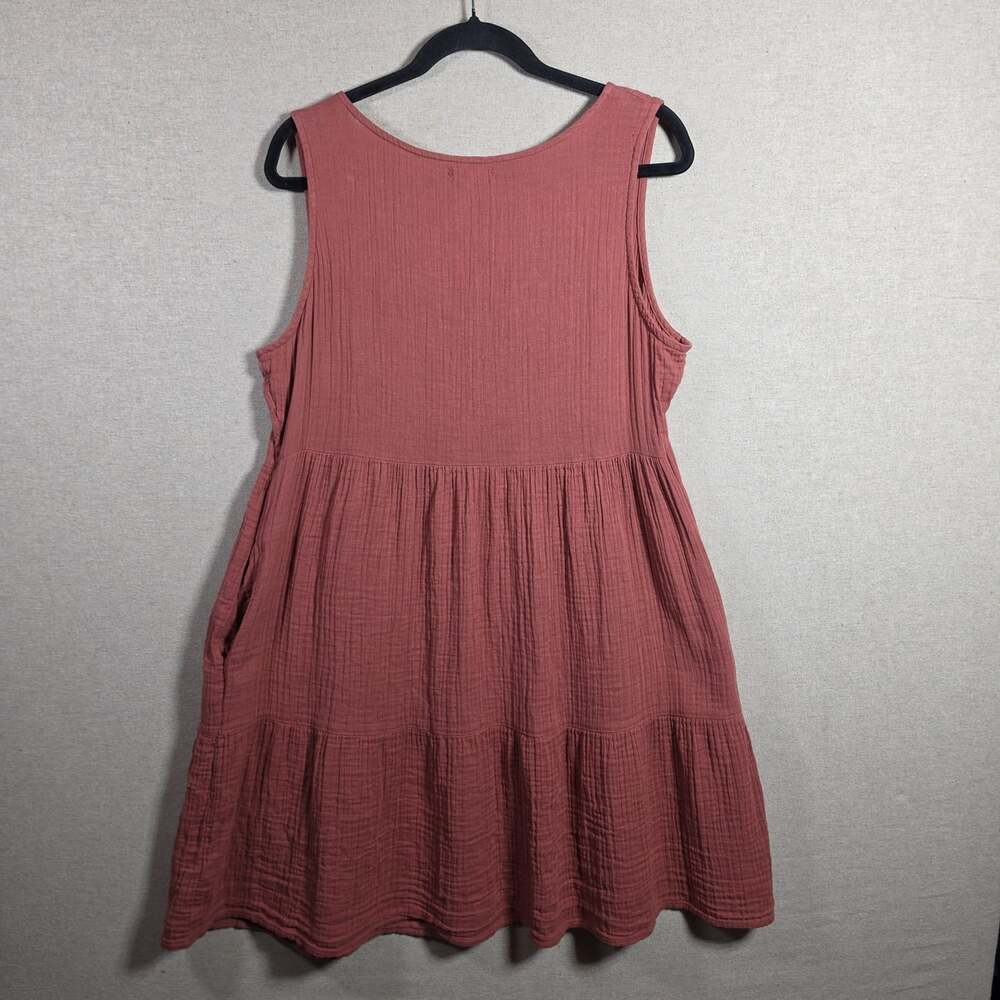 Maurices Rusty Red Sleeveless Button Sundress Midi Size L Tiered Lagenlook - Picture 6 of 8